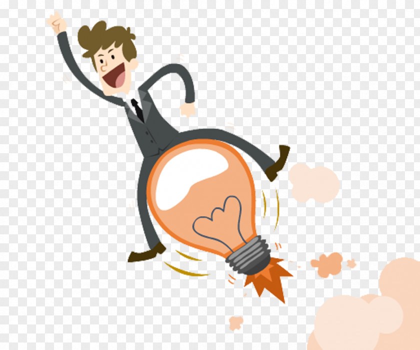 Business Man On The Bulb Businessperson Clip Art PNG