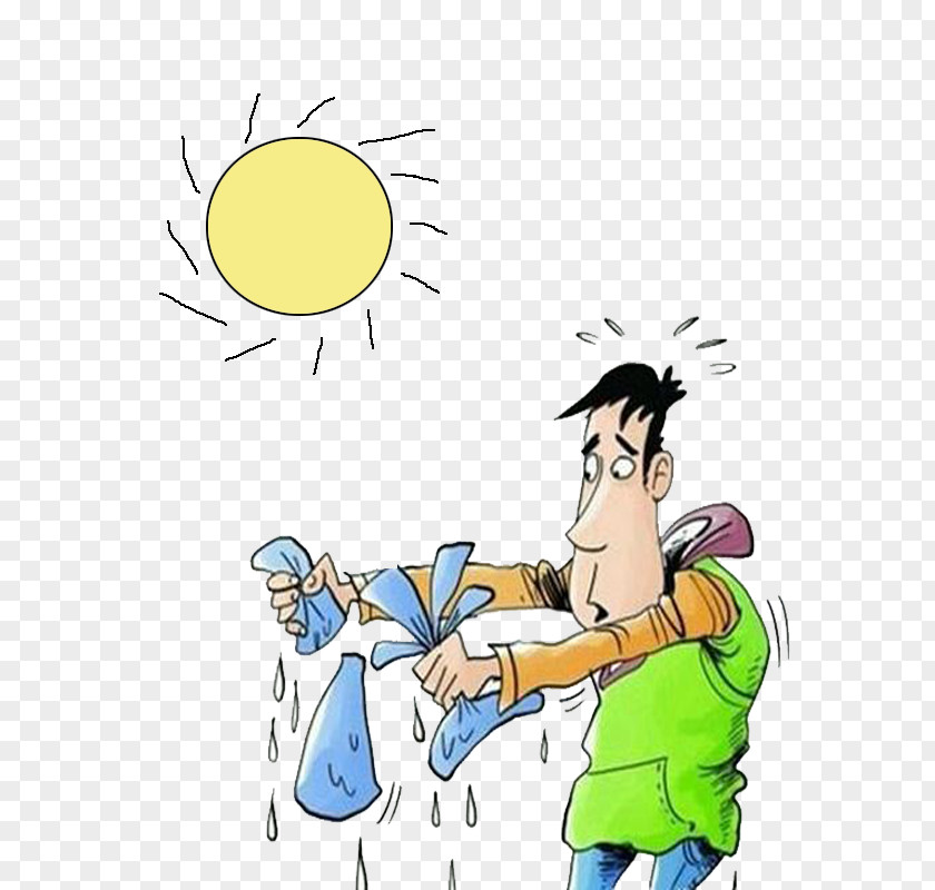 Hand Painted Cartoon Scorching Sun Perspiration Moisture Body Symptom Edema PNG