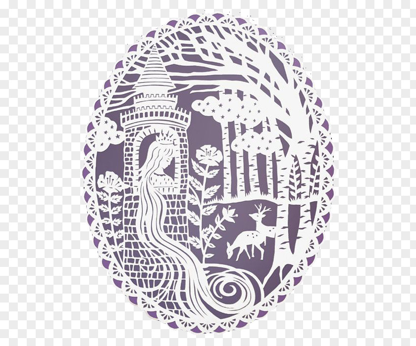 Round Pattern Long Hair Princess The Wonderful Wizard Of Oz Papercutting Rapunzel Fairy Tale PNG