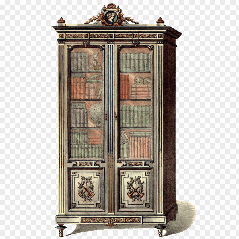 Continental Shelves Painted Palace Wardrobe Bookcase Cupboard Sideboard PNG