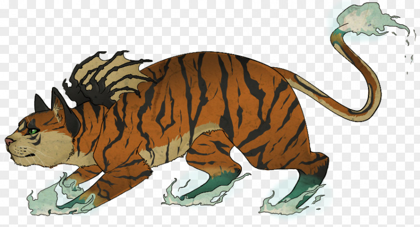 Tiger Cat Terrestrial Animal Cartoon PNG