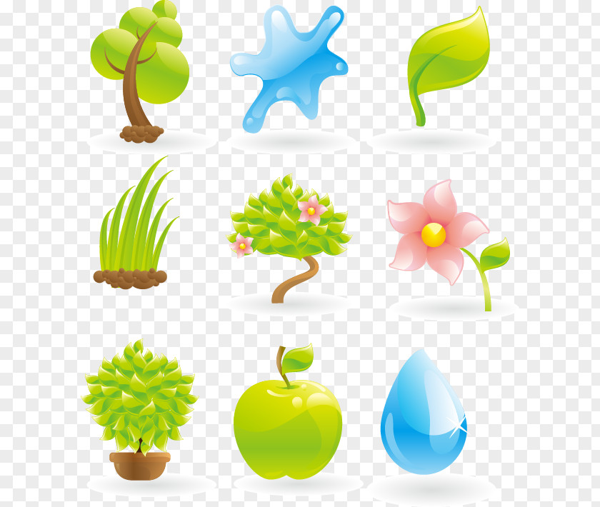 Apple Tree Flowers Hand-painted Cartoon Elements Nature Euclidean Vector Icon PNG