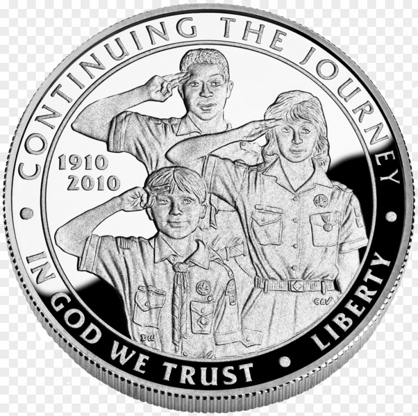 Silver Coin Dollar Boy Scouts Of America Centennial Commemorative PNG
