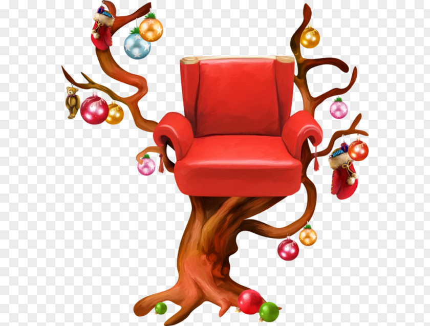 Cartoon Tree Red Sofa Wing Chair Couch Clip Art PNG
