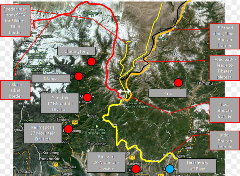 Map Chumbi Valley Sikkim Doklam Tibet Bhutan PNG