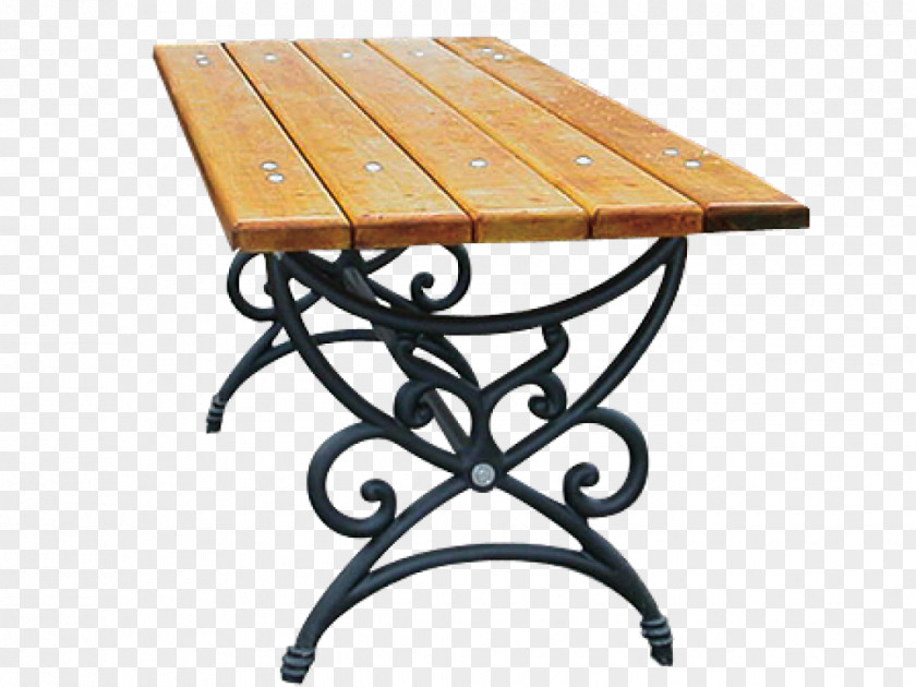 Table Cast Iron Bench Wood Wrought PNG