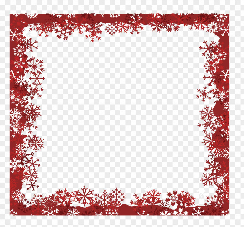 Creative Real Red Snowflake Border Christmas PNG