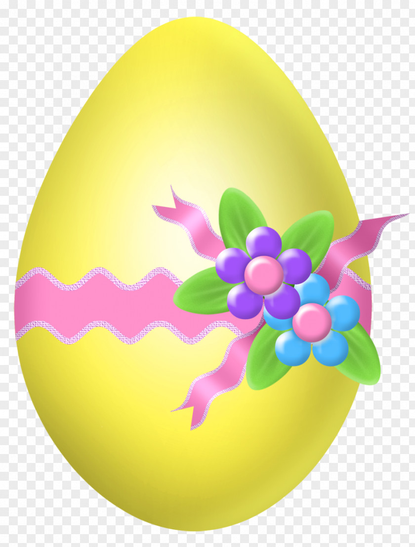 Easter Yellow Egg With Flower Decoration Clipart Picture Bunny Clip Art PNG