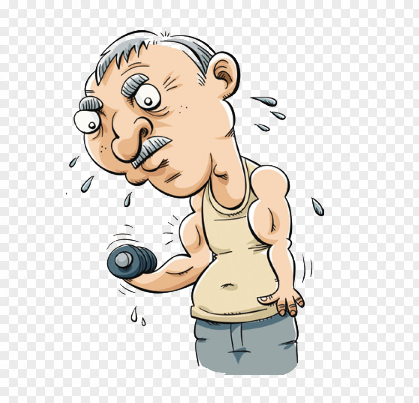 Holding A Dumbbell Sweat Cartoon Characters Royalty-free Physical Exercise PNG