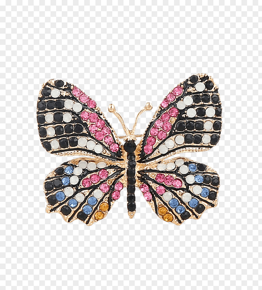 Pin Brooch Imitation Gemstones & Rhinestones Lapel Monarch Butterfly PNG