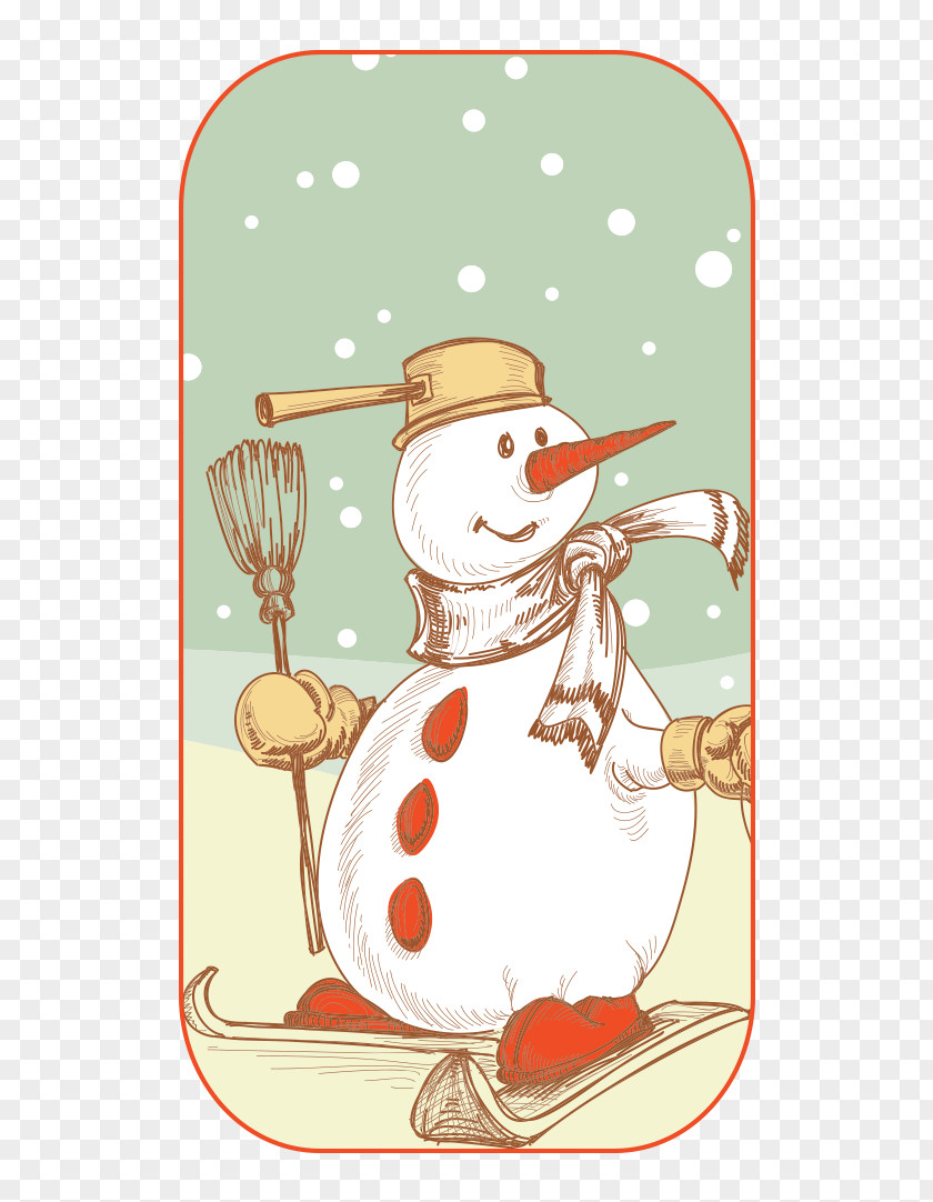 Vector Blue Snowman Card Holiday Christmas Tree Curtain PNG