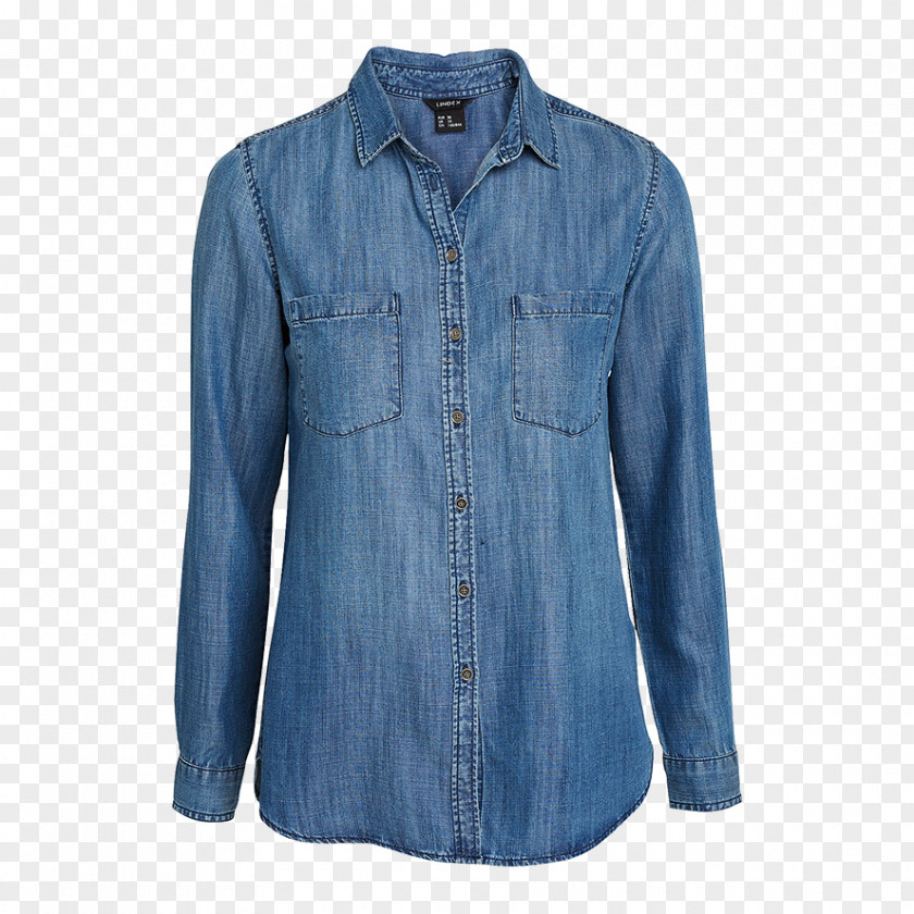 Shirt Denim Lyocell Blue Woven Fabric PNG