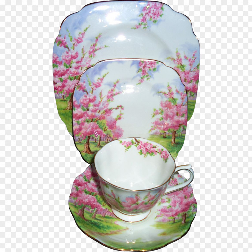 Ching Ming Cherry Blossom Festival Coffee Cup Porcelain Saucer Tableware PNG