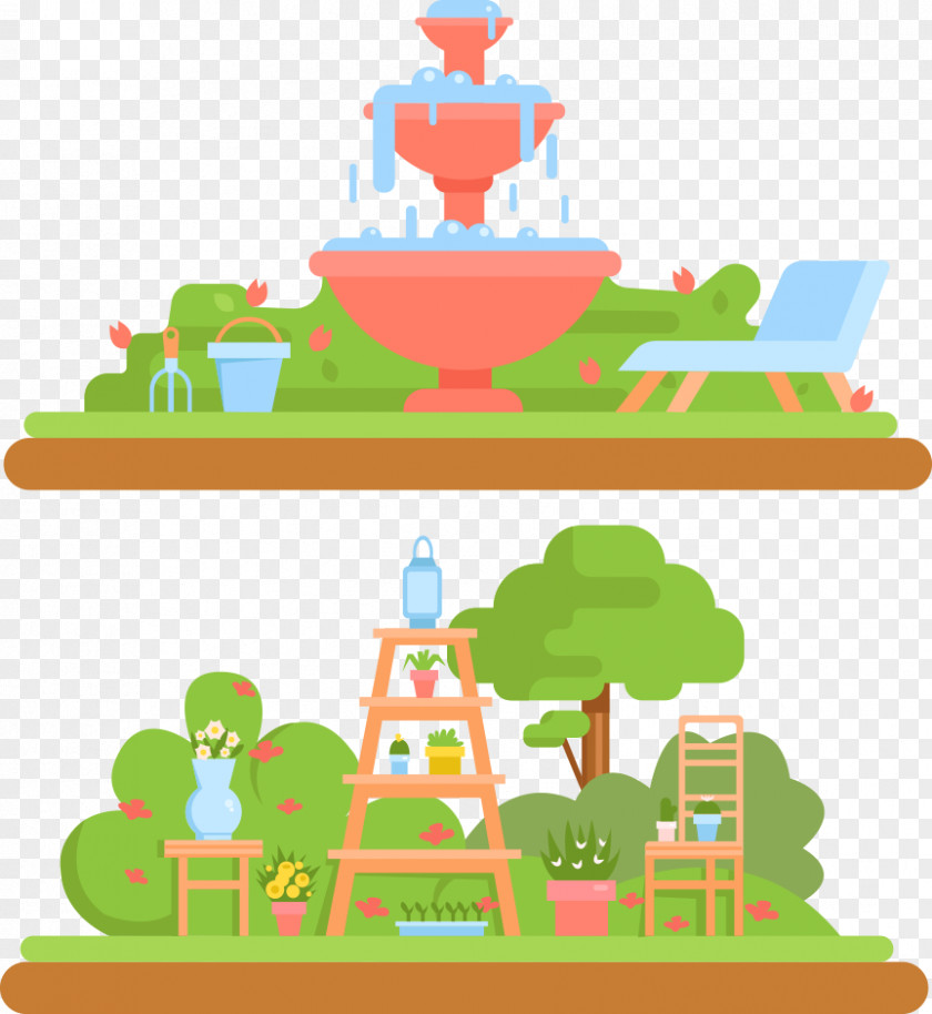 Vector Park Design Drinking Fountain Garden Clip Art PNG