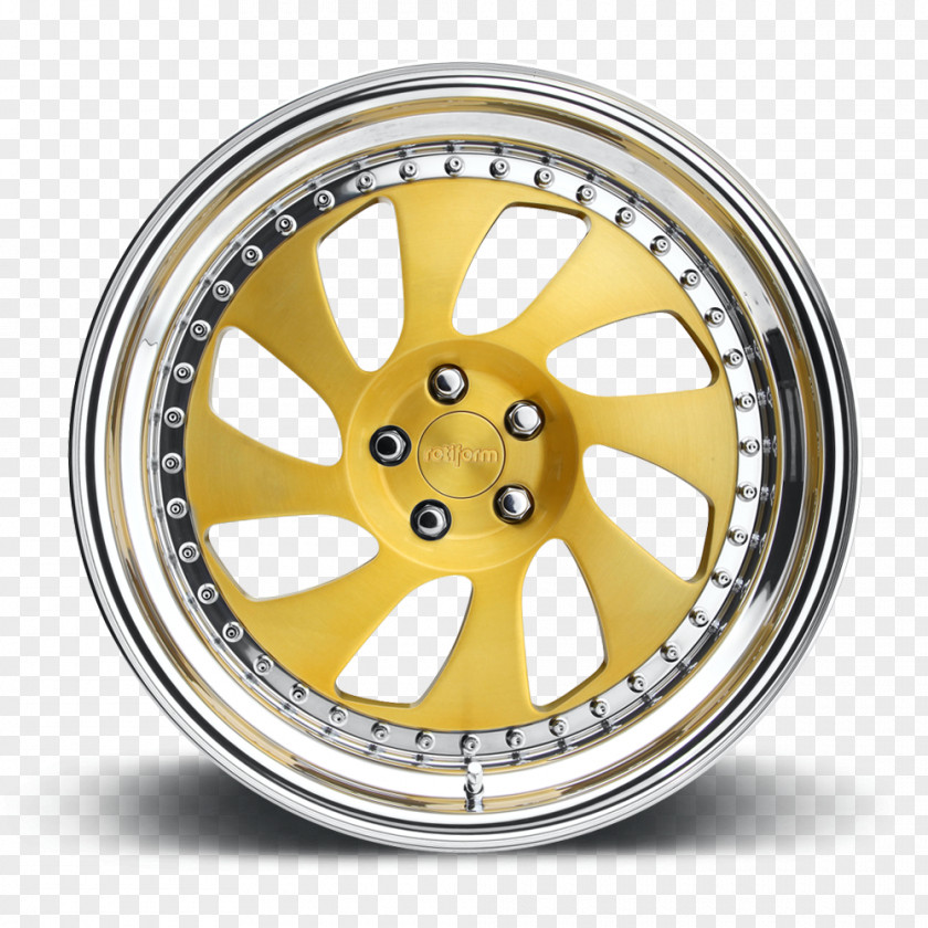 Brushed Gold Car Alloy Wheel Rim Forging PNG