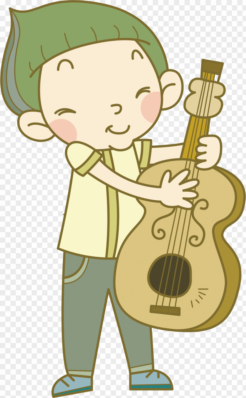 Hand-painted Guitar Boy Illustration PNG