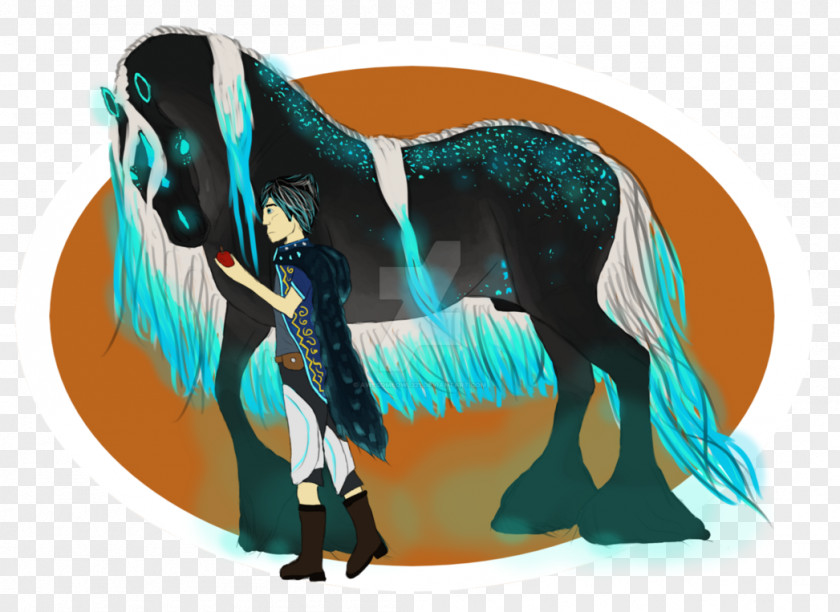 Horse Cartoon Character Teal PNG