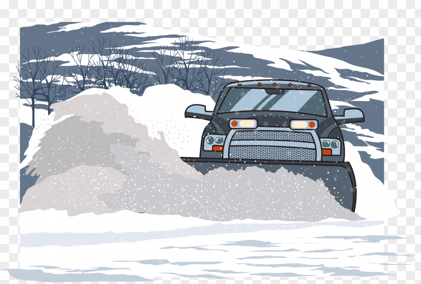 Clean Up The Residual Snow Vector Pickup Truck Snowplow PNG