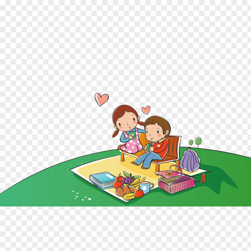 Children's Picnic In The Park Childrens Drawing Coloring Book Illustration PNG