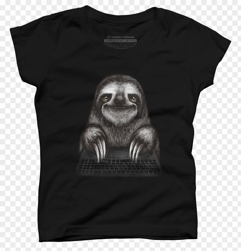 Sloth Hanging Long-sleeved T-shirt Crew Neck Printed PNG