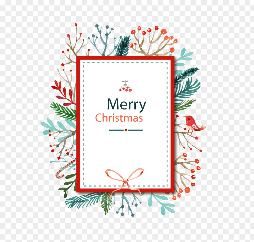 Christmas Decorative Border Pattern Background Vector Card Watercolor Painting PNG