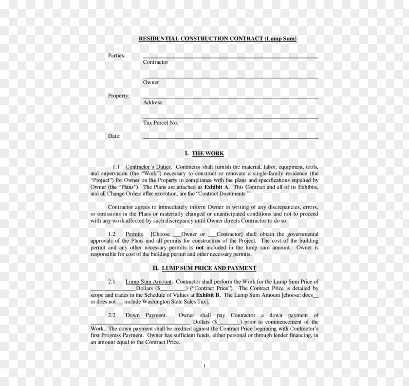 Construction Contract Form Architectural Engineering Template PNG