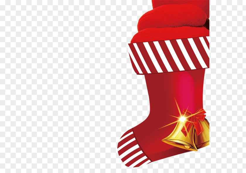 Red Christmas Socks Santa Claus Gift Hosiery PNG