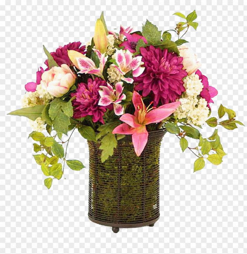 Retro Vase Floral Design Flower Bouquet PNG