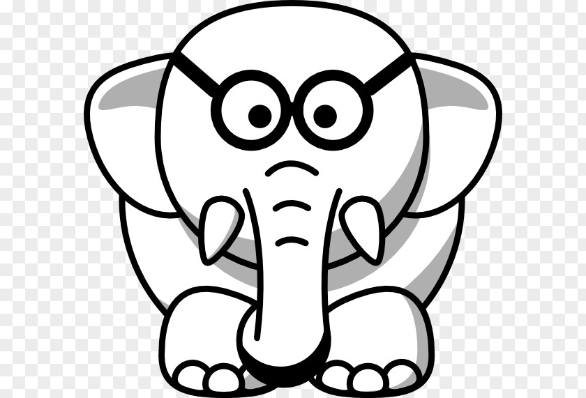 Line Drawing Of Elephant Black And White Clip Art PNG