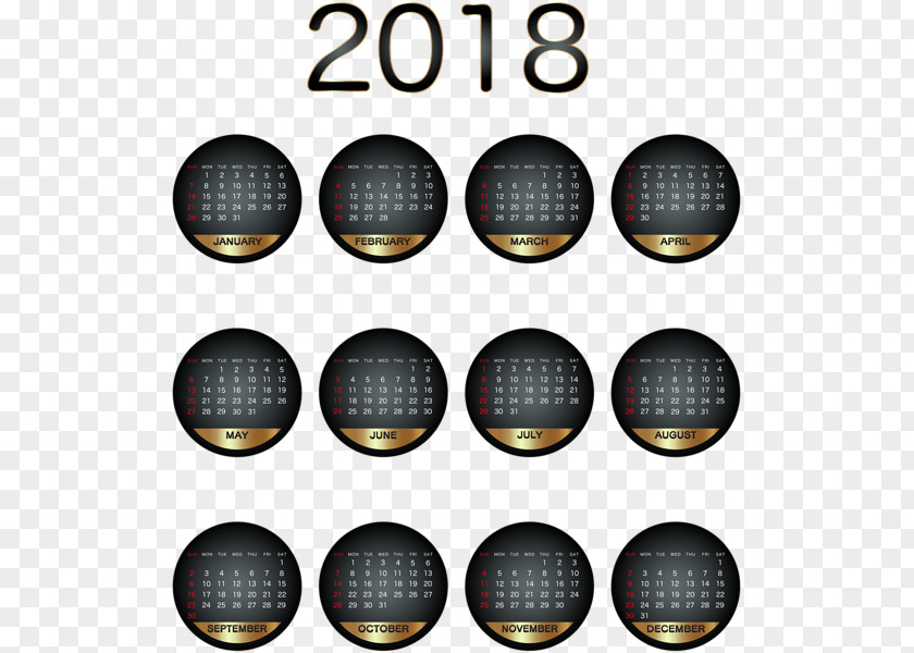 Black 2018 Calendar 0 Clip Art PNG