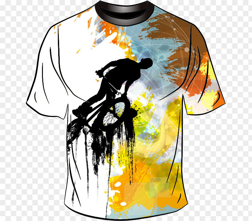 Vector Bicycle Apparel Printing Ink T-shirt Illustration PNG