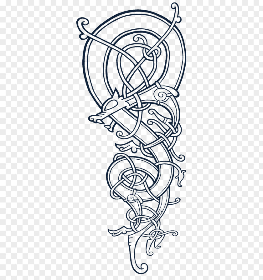 Tattoo Line Art Norse Dragon PNG