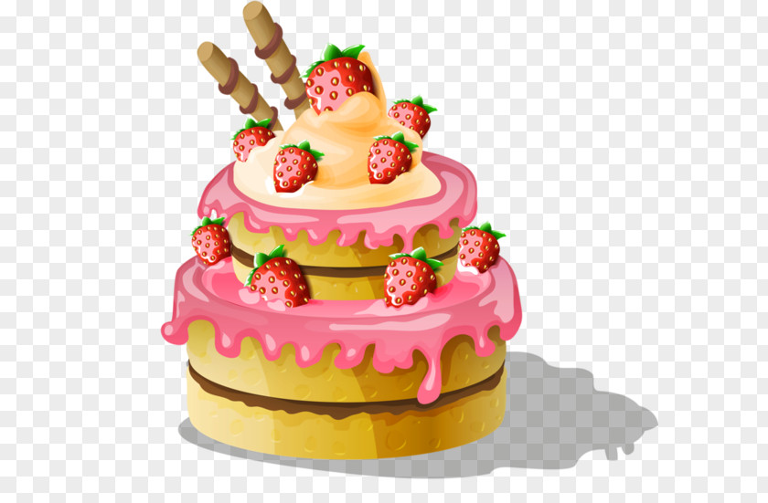 Hand-painted Strawberry Birthday Cake Coffee Cupcake PNG