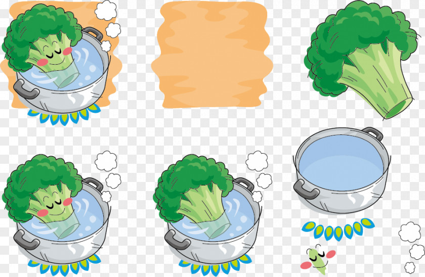 Vector Hand-drawn Bath Broccoli Expression Vegetable Icon PNG