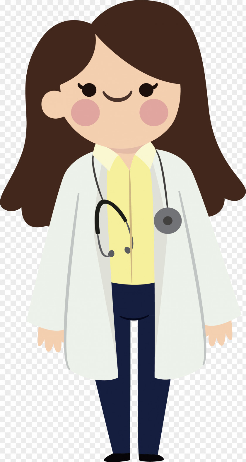 Cute Long Haired Doctor Physician Clip Art PNG