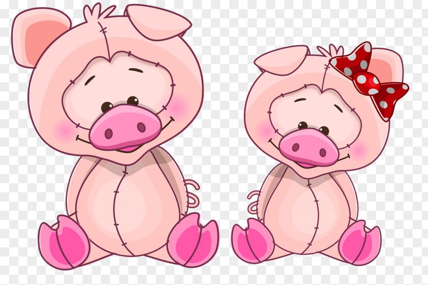 Two Pigs Domestic Pig Illustration PNG