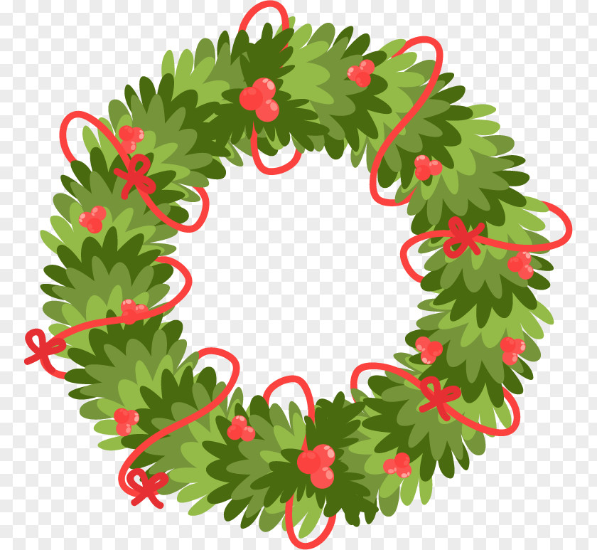 Vector Green Ring Christmas Ornament Wreath Clip Art PNG