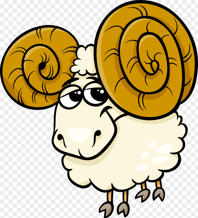 Yellow Cartoon Goat Aries Astrological Sign Zodiac Horoscope Illustration PNG