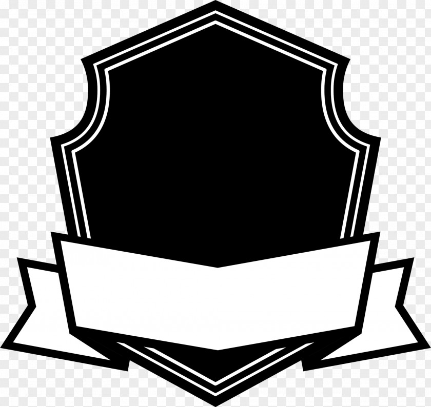 Black Shield Ribbon Logo Clip Art PNG