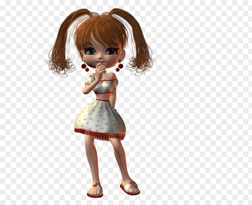 Titou Brown Hair Doll Figurine Toy PNG