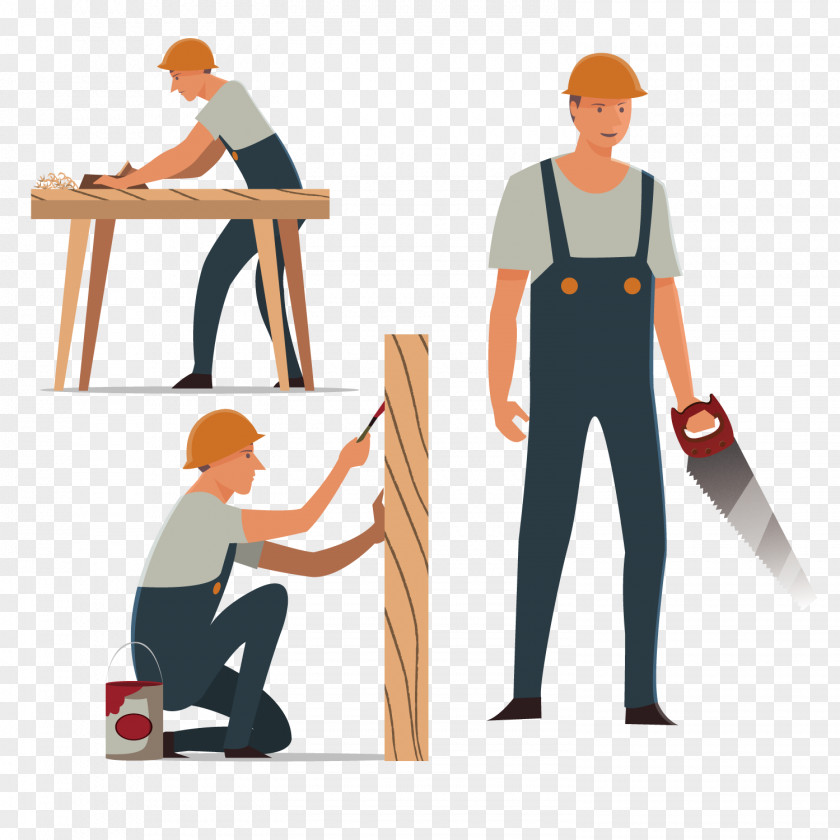 Construction Worker Site Woodworking Carpenter Vector Graphics Image Design PNG