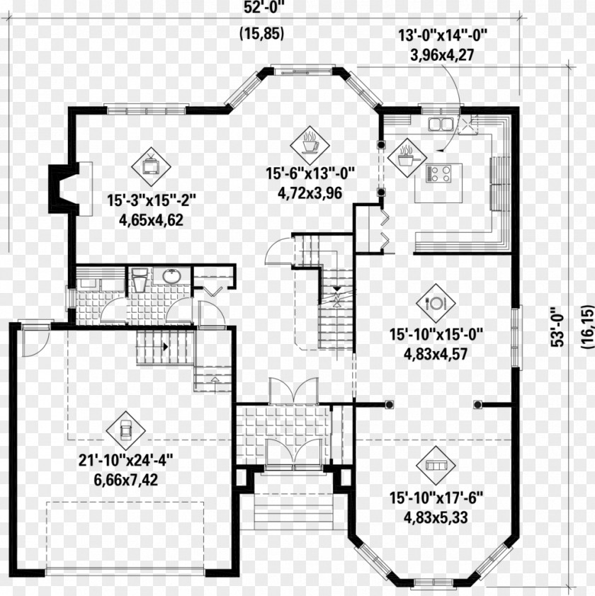European Style Square Floor Plan House PNG