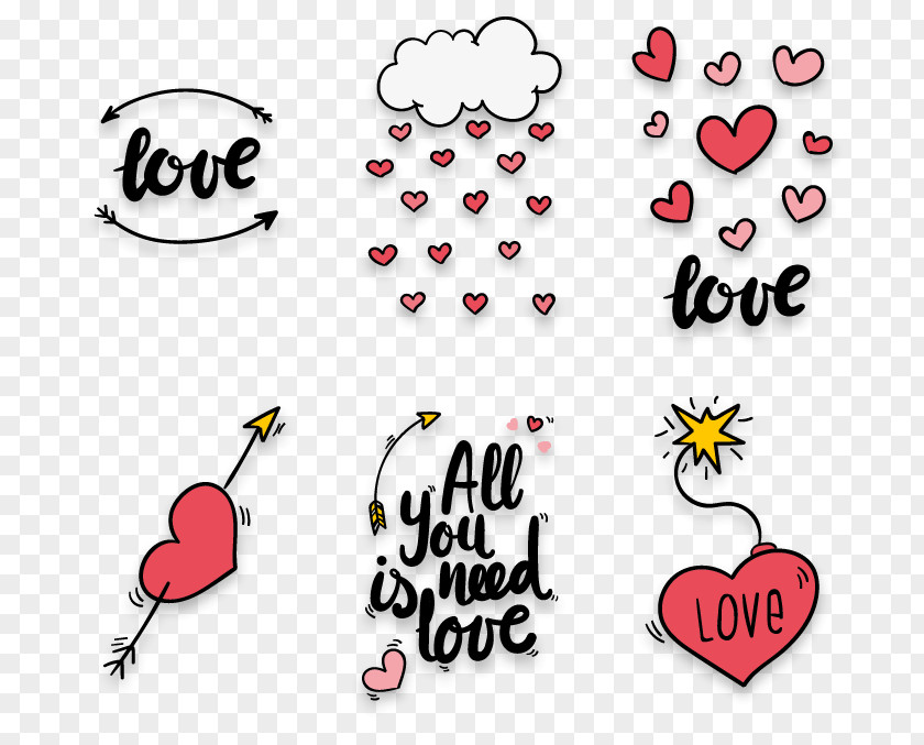 Hand Drawn Love Cards Falling In Euclidean Vector PNG
