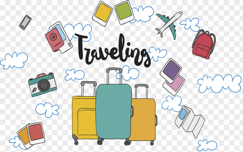 Hand-painted Cartoon Travel Poster Clip Art PNG