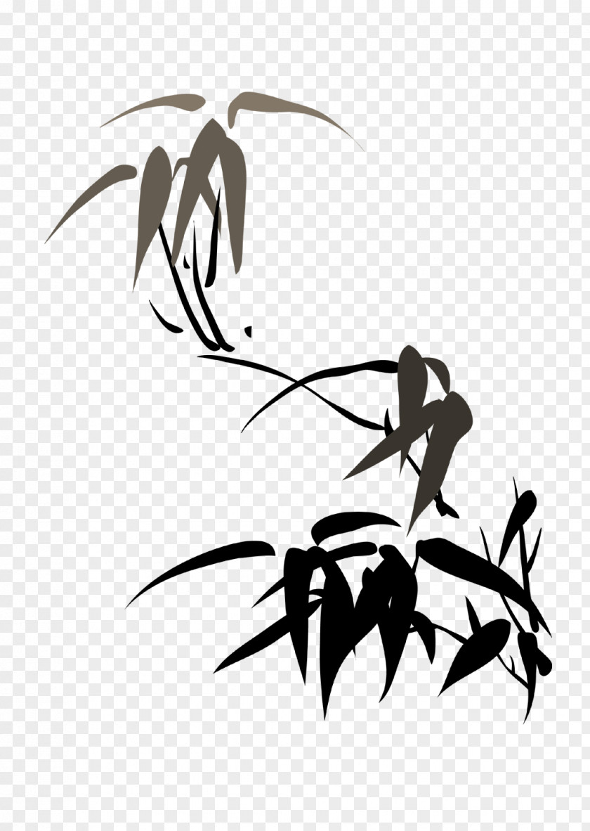 Ink Hand-painted Bamboo Leaves Euclidean Vector Clip Art PNG