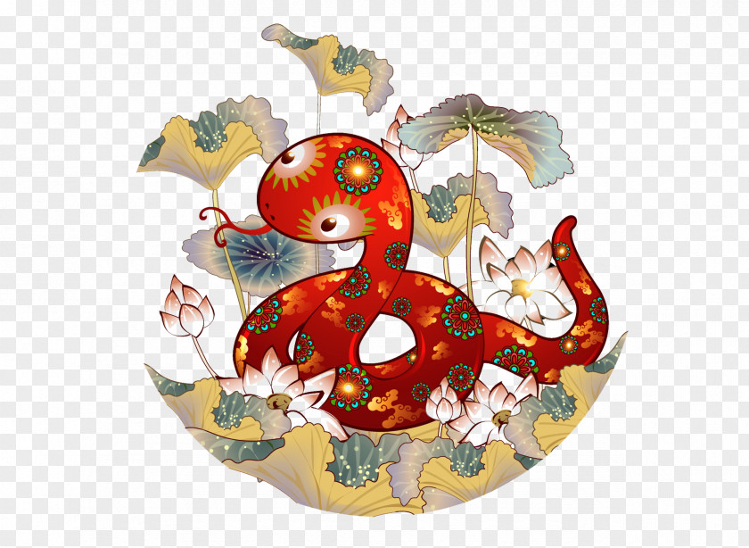 Lotus Hidden Snake Chinese New Year Zodiac PNG