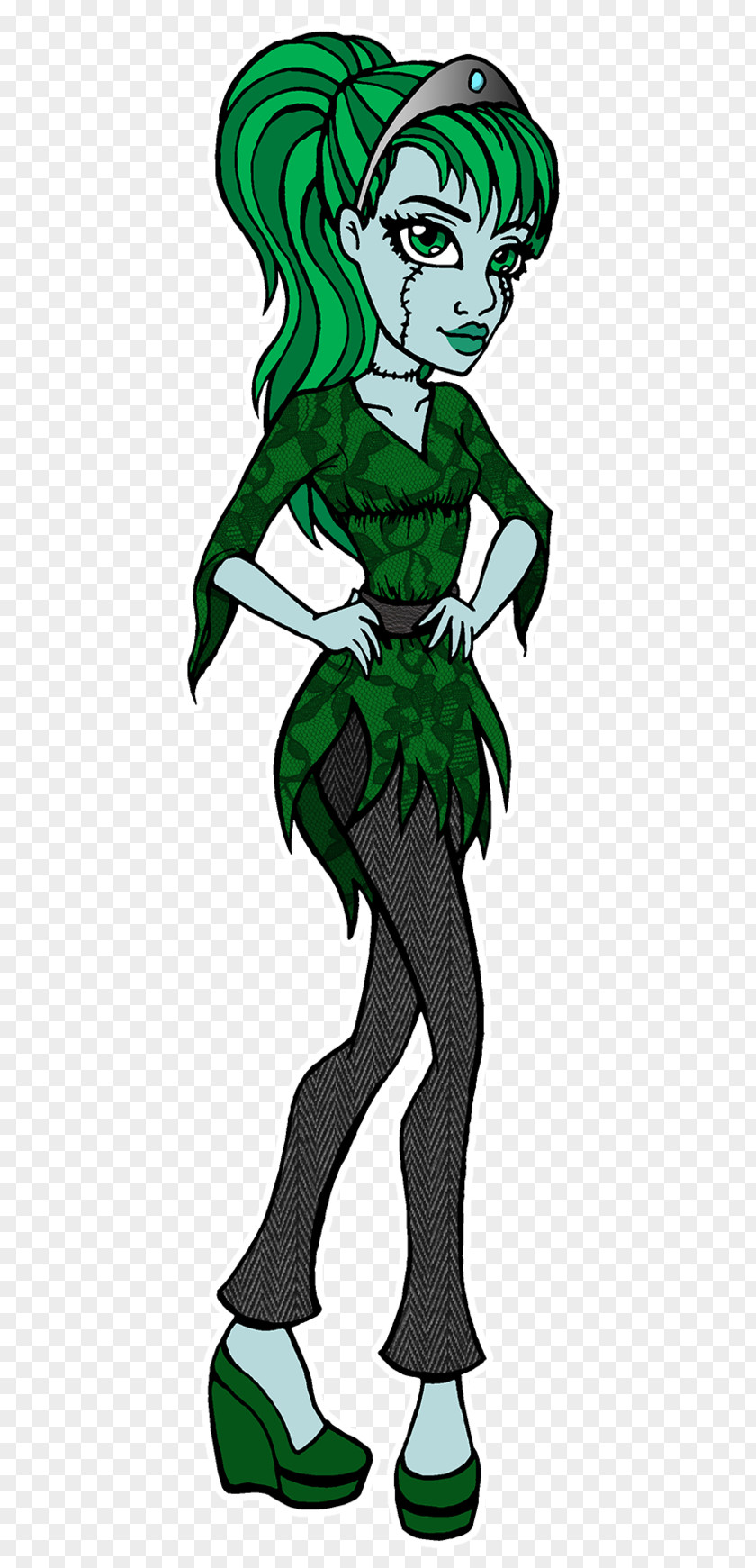 Corpse Bride Green Leaf Costume Design Clip Art PNG