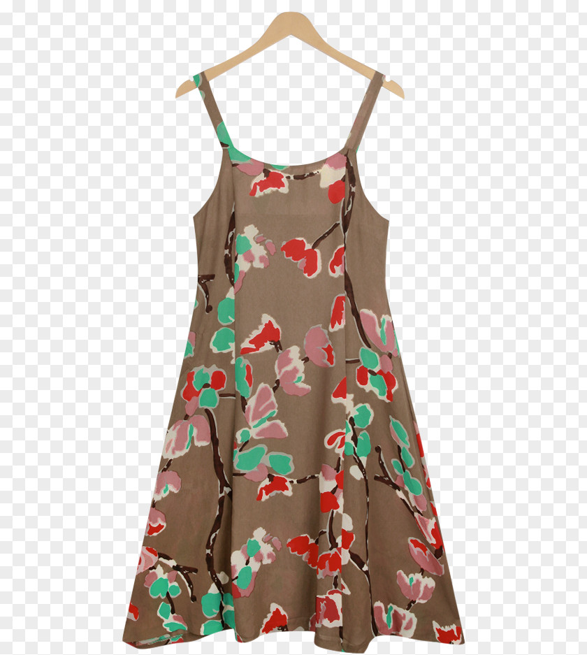 Floral Water Color Shoulder Sleeve Dress PNG