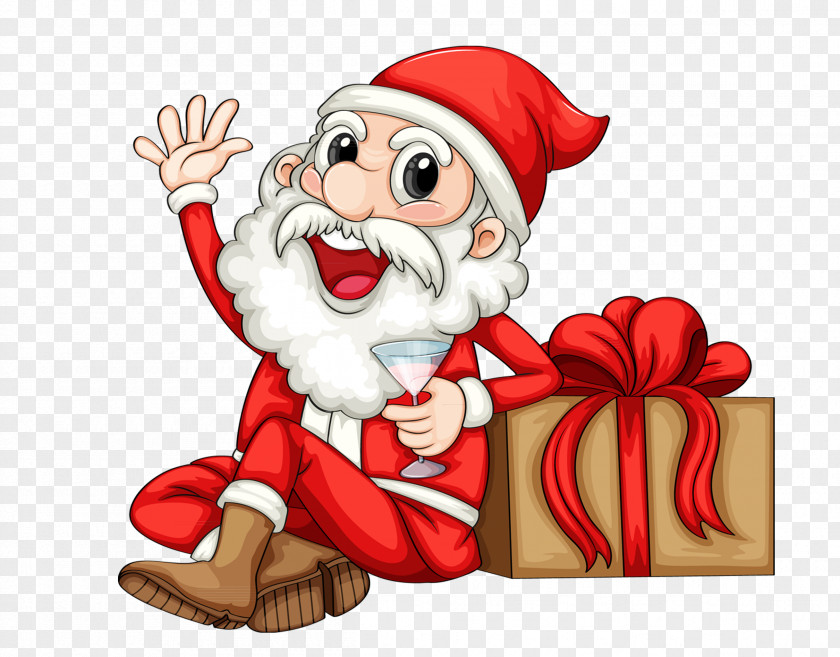 Toast Greet Santa Claus Gift Illustration PNG