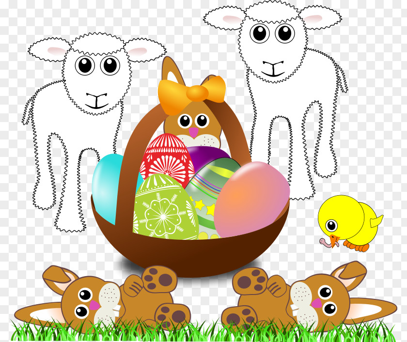 Easter Cartoon Pictures Bunny Egg Basket Clip Art PNG